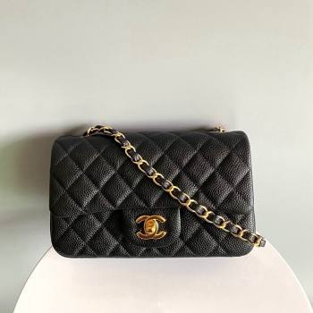 Chanel Grained Calfskin Classic Mini Flap Bag A01116 Black/Gold 2024 0117 (YD-240117038)