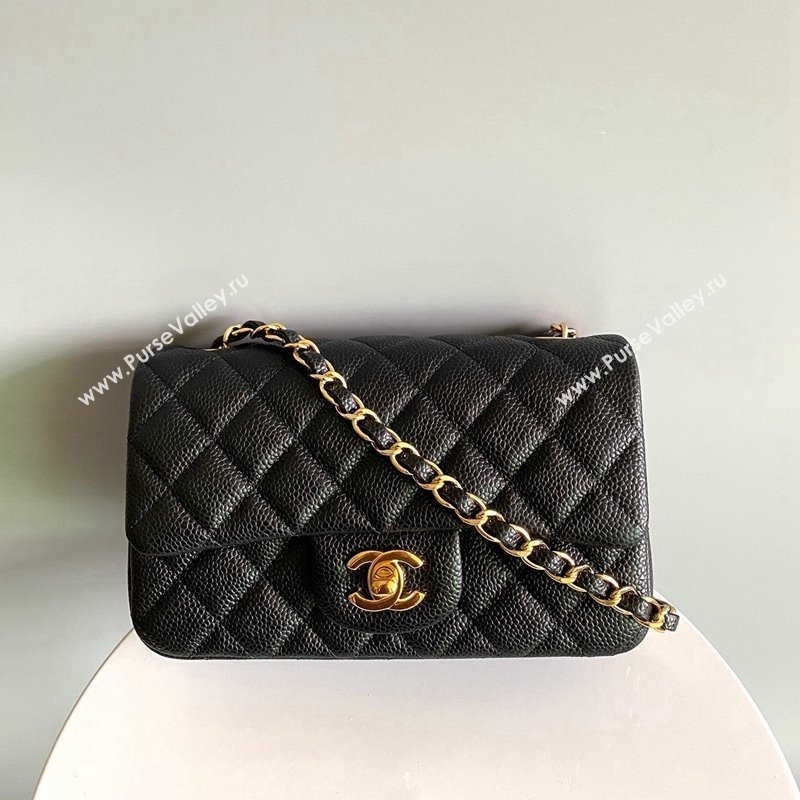 Chanel Grained Calfskin Classic Mini Flap Bag A01116 Black/Gold 2024 0117 (YD-240117038)