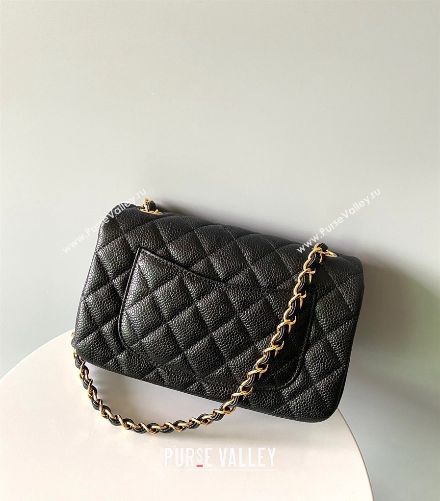 Chanel Grained Calfskin Classic Mini Flap Bag A01116 Black/Gold 2024 0117 (YD-240117038)