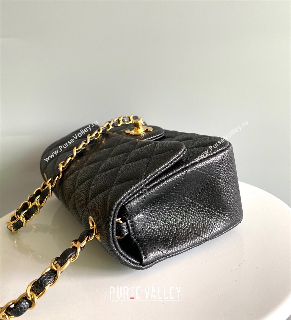 Chanel Grained Calfskin Classic Mini Flap Bag A01116 Black/Gold 2024 0117 (YD-240117038)