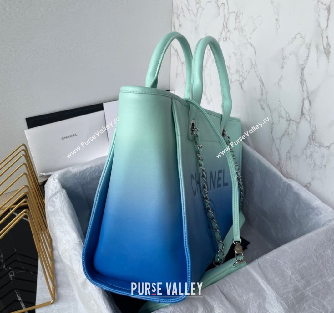 Chanel Shaded Calfskin Shopping Bag AS3351 Turquoise Green Blue 2024 (yezi-240116013)