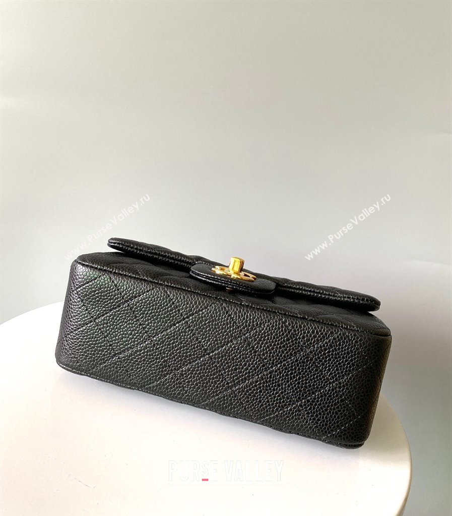 Chanel Grained Calfskin Classic Mini Flap Bag A01116 Black/Gold 2024 0117 (YD-240117038)