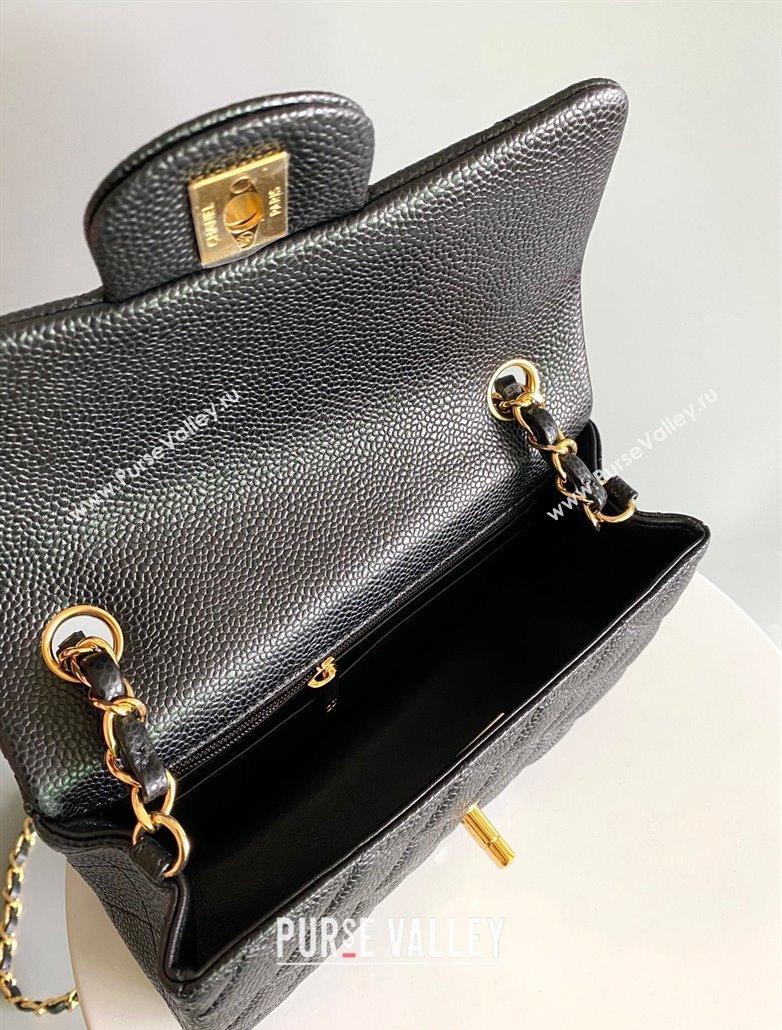 Chanel Grained Calfskin Classic Mini Flap Bag A01116 Black/Gold 2024 0117 (YD-240117038)