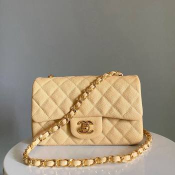 Chanel Grained Calfskin Classic Mini Flap Bag A01116 Yellow/Gold 2024 0117 (YD-240117041)