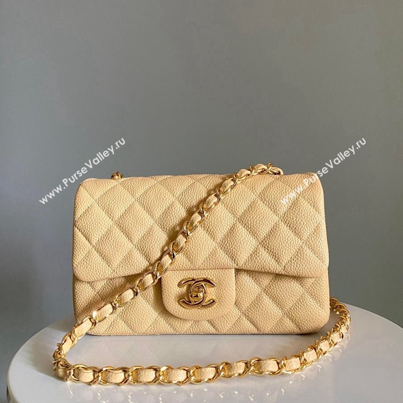 Chanel Grained Calfskin Classic Mini Flap Bag A01116 Yellow/Gold 2024 0117 (YD-240117041)