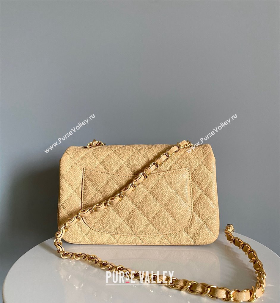 Chanel Grained Calfskin Classic Mini Flap Bag A01116 Yellow/Gold 2024 0117 (YD-240117041)