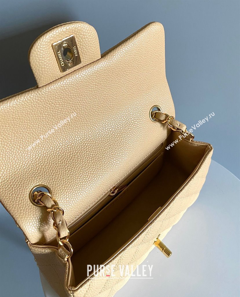 Chanel Grained Calfskin Classic Mini Flap Bag A01116 Yellow/Gold 2024 0117 (YD-240117041)