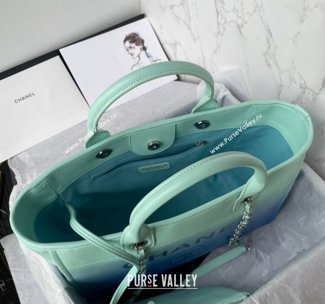 Chanel Shaded Calfskin Shopping Bag AS3351 Turquoise Green Blue 2024 (yezi-240116013)