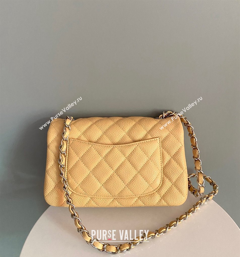 Chanel Grained Calfskin Classic Mini Flap Bag A01116 Yellow/Silver 2024 0117 (YD-240117042)