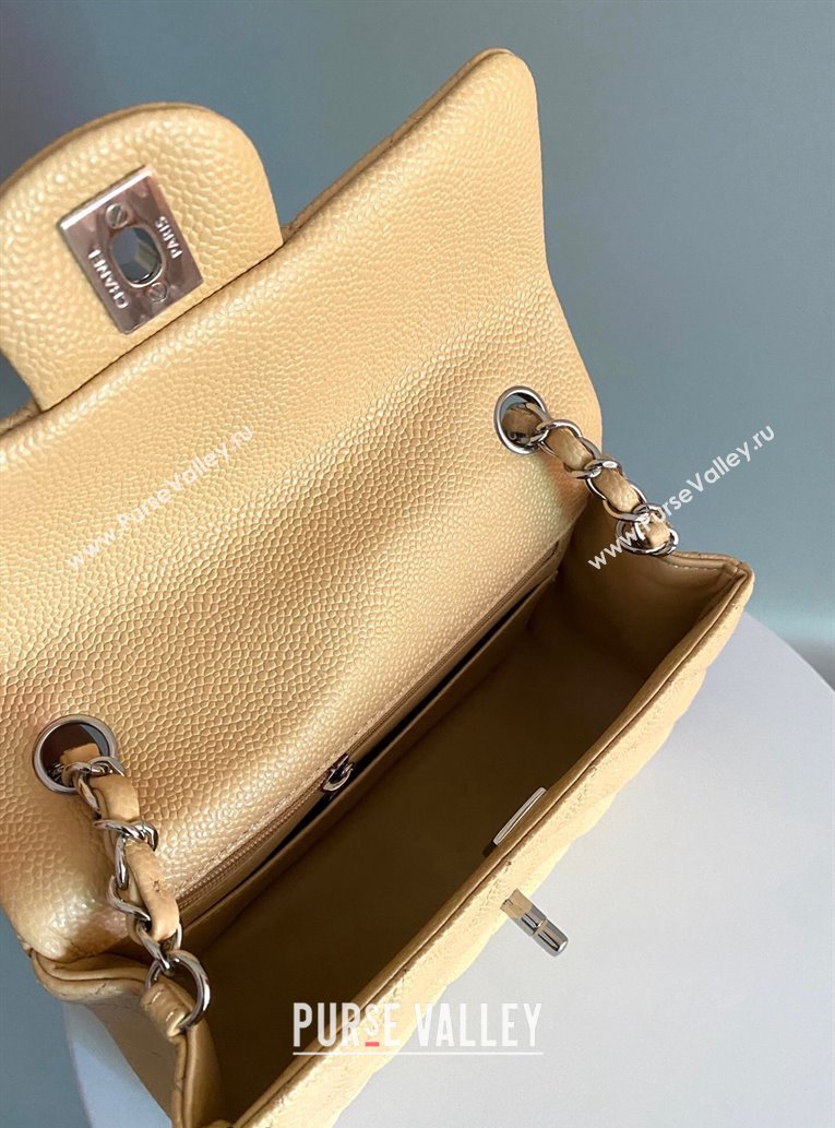 Chanel Grained Calfskin Classic Mini Flap Bag A01116 Yellow/Silver 2024 0117 (YD-240117042)