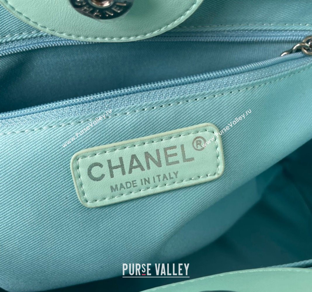 Chanel Shaded Calfskin Shopping Bag AS3351 Turquoise Green Blue 2024 (yezi-240116013)