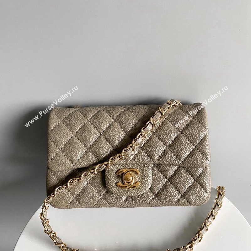 Chanel Grained Calfskin Classic Mini Flap Bag A01116 Grey/Gold 2024 0117 (YD-240117043)