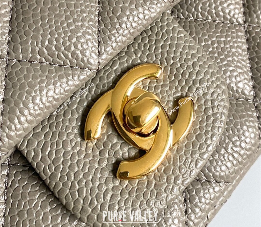 Chanel Grained Calfskin Classic Mini Flap Bag A01116 Grey/Gold 2024 0117 (YD-240117043)