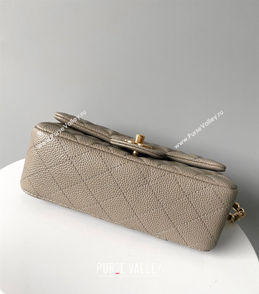 Chanel Grained Calfskin Classic Mini Flap Bag A01116 Grey/Gold 2024 0117 (YD-240117043)