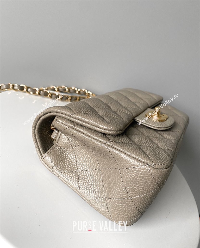 Chanel Grained Calfskin Classic Mini Flap Bag A01116 Grey/Gold 2024 0117 (YD-240117043)