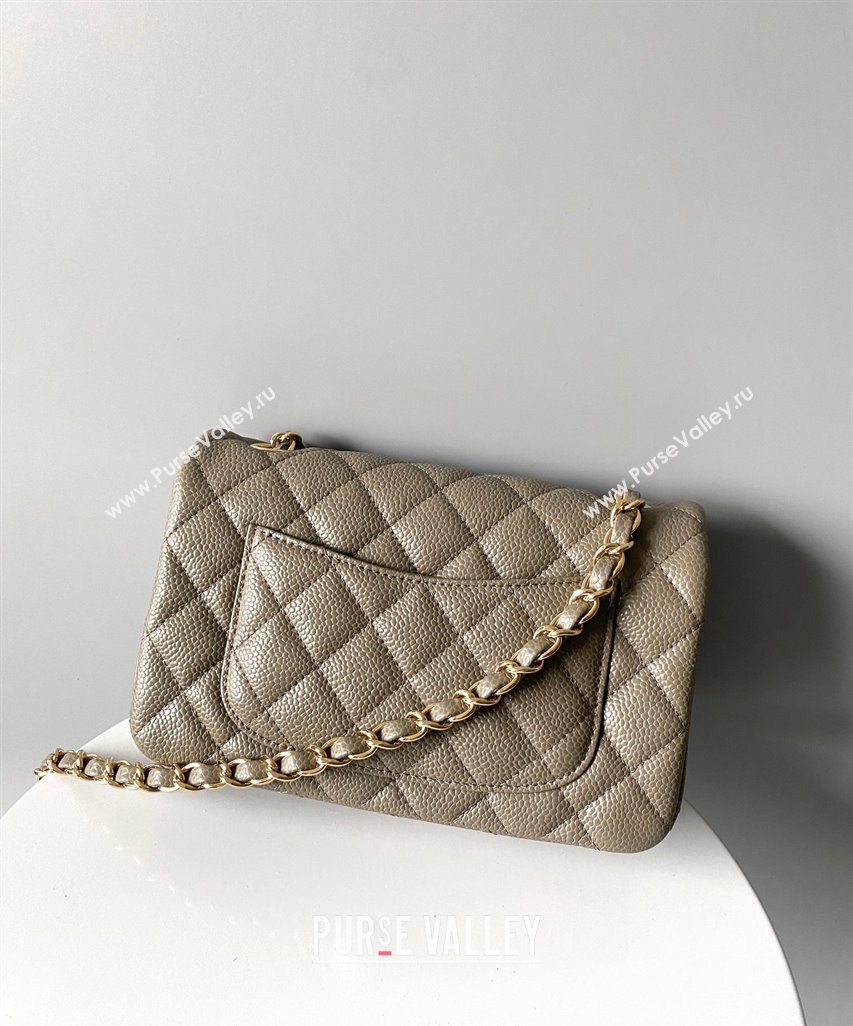 Chanel Grained Calfskin Classic Mini Flap Bag A01116 Grey/Gold 2024 0117 (YD-240117043)