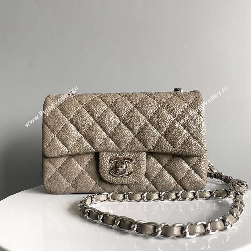 Chanel Grained Calfskin Classic Mini Flap Bag A01116 Grey/Silver 2024 0117 (YD-240117044)