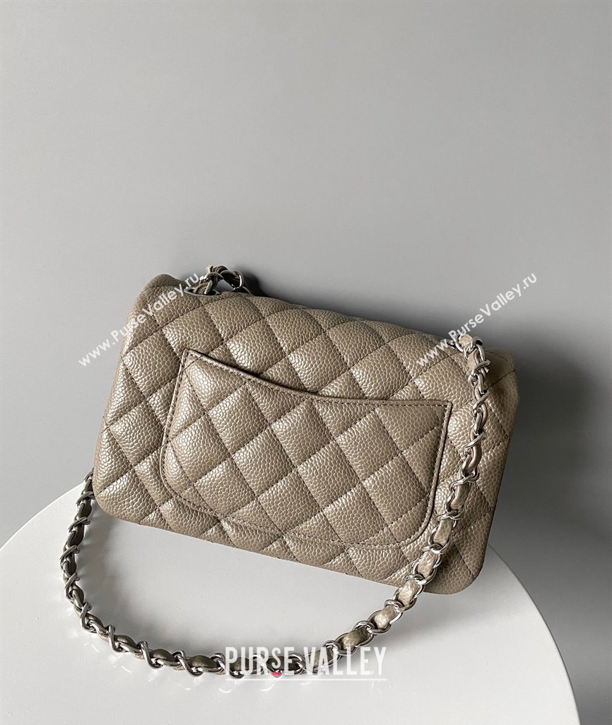 Chanel Grained Calfskin Classic Mini Flap Bag A01116 Grey/Silver 2024 0117 (YD-240117044)