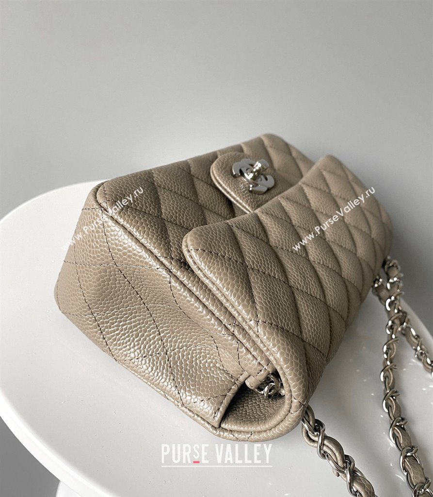 Chanel Grained Calfskin Classic Mini Flap Bag A01116 Grey/Silver 2024 0117 (YD-240117044)