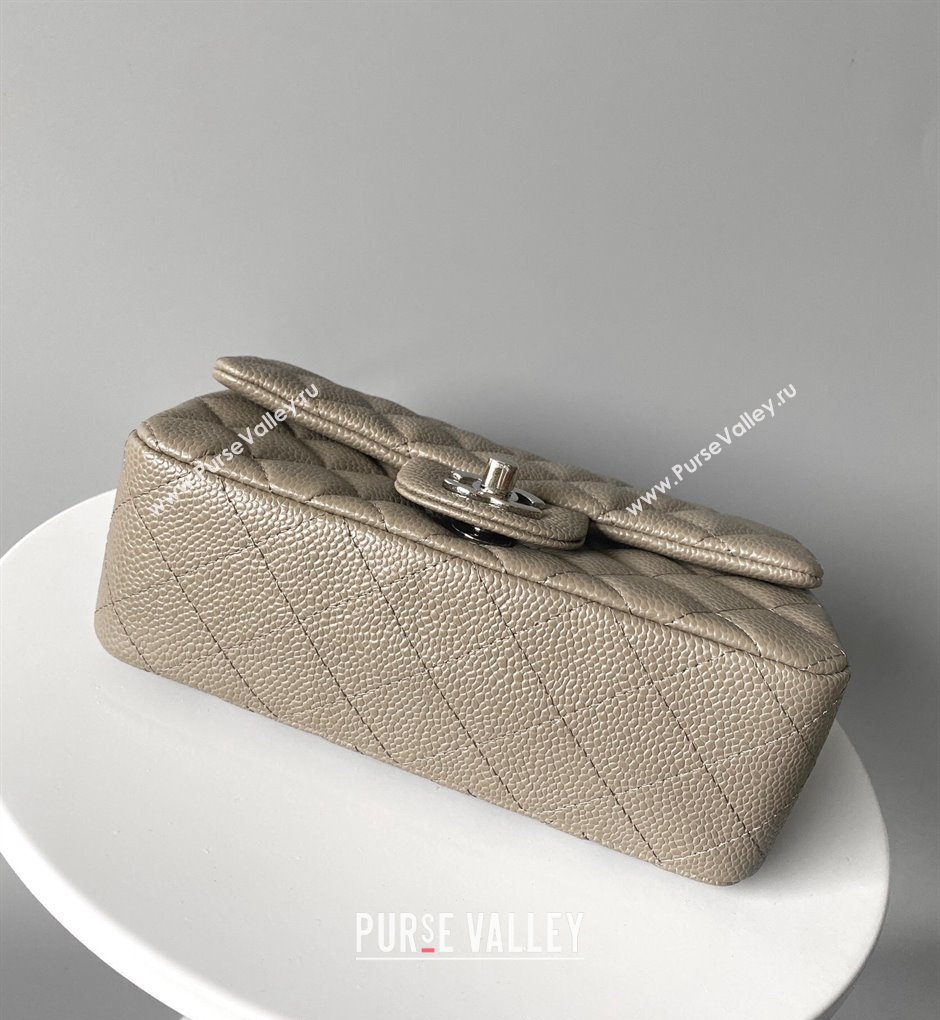 Chanel Grained Calfskin Classic Mini Flap Bag A01116 Grey/Silver 2024 0117 (YD-240117044)