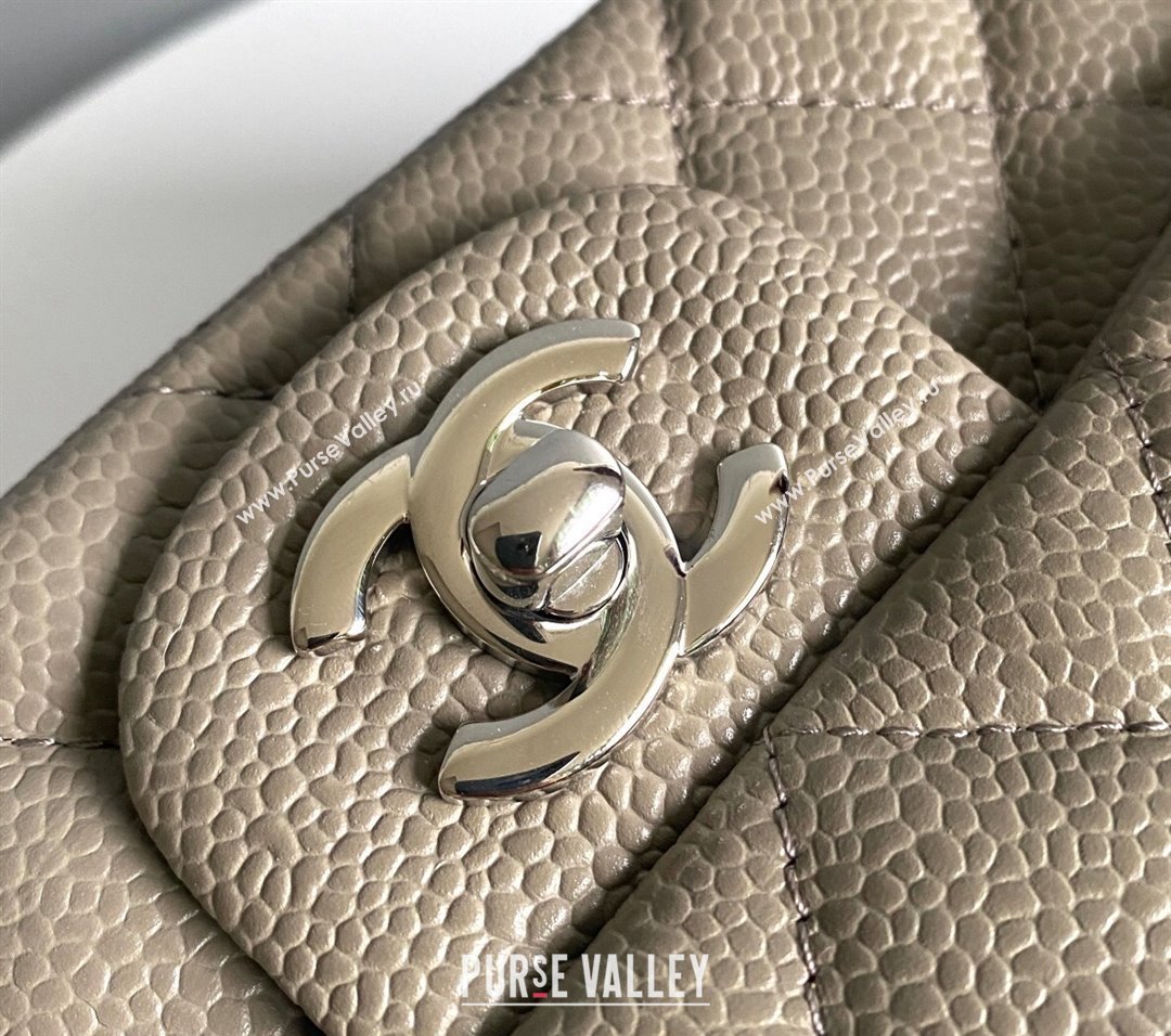 Chanel Grained Calfskin Classic Mini Flap Bag A01116 Grey/Silver 2024 0117 (YD-240117044)