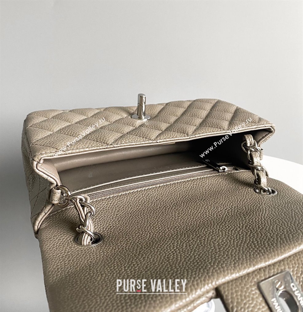 Chanel Grained Calfskin Classic Mini Flap Bag A01116 Grey/Silver 2024 0117 (YD-240117044)