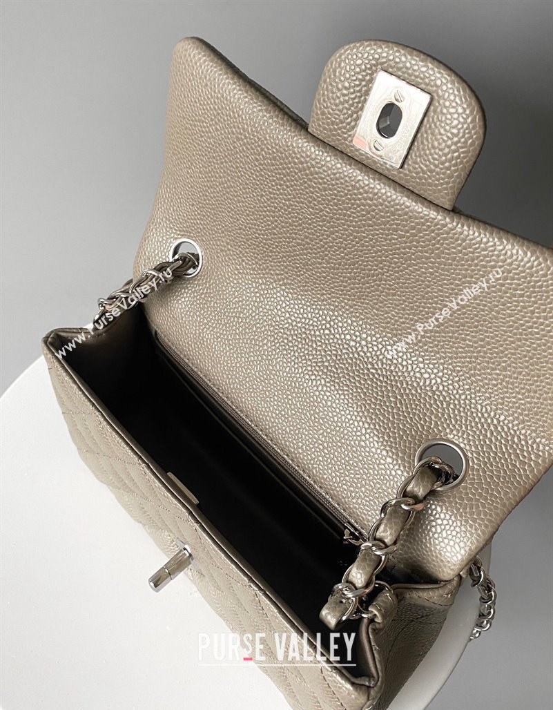 Chanel Grained Calfskin Classic Mini Flap Bag A01116 Grey/Silver 2024 0117 (YD-240117044)