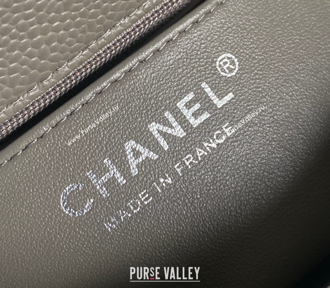 Chanel Grained Calfskin Classic Mini Flap Bag A01116 Grey/Silver 2024 0117 (YD-240117044)