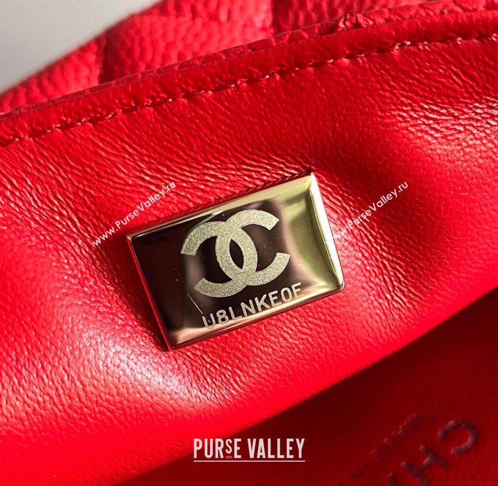 Chanel Grained Calfskin Classic Mini Flap Bag A01116 Red/Silver 2024 0117 (YD-240117046)