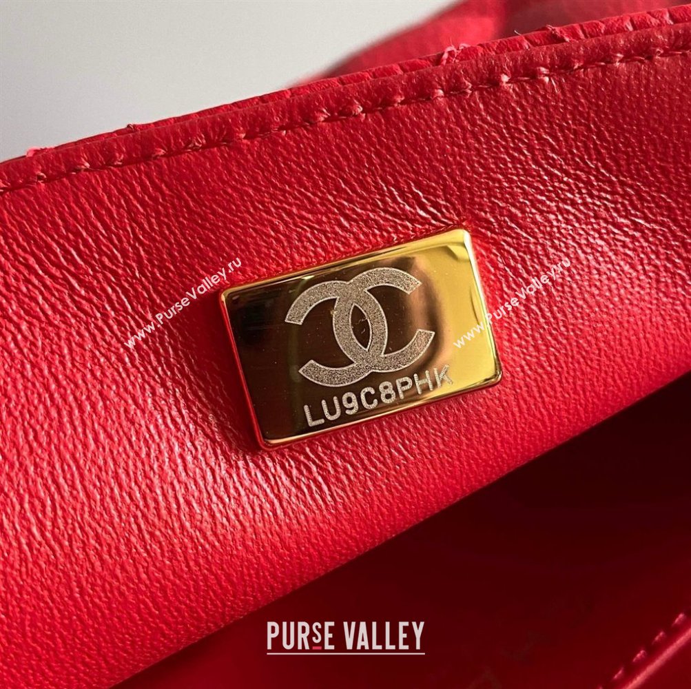 Chanel Grained Calfskin Classic Mini Flap Bag A01116 Red/Gold 2024 0117 (YD-240117047)