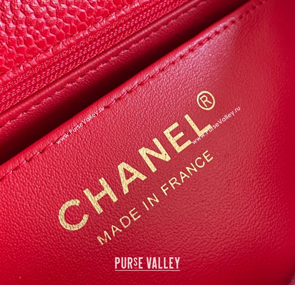 Chanel Grained Calfskin Classic Mini Flap Bag A01116 Red/Gold 2024 0117 (YD-240117047)