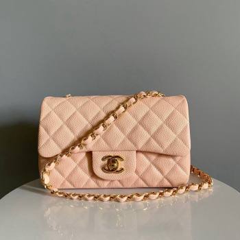 Chanel Grained Calfskin Classic Mini Flap Bag A01116 Nude/Gold 2024 0117 (YD-240117048)