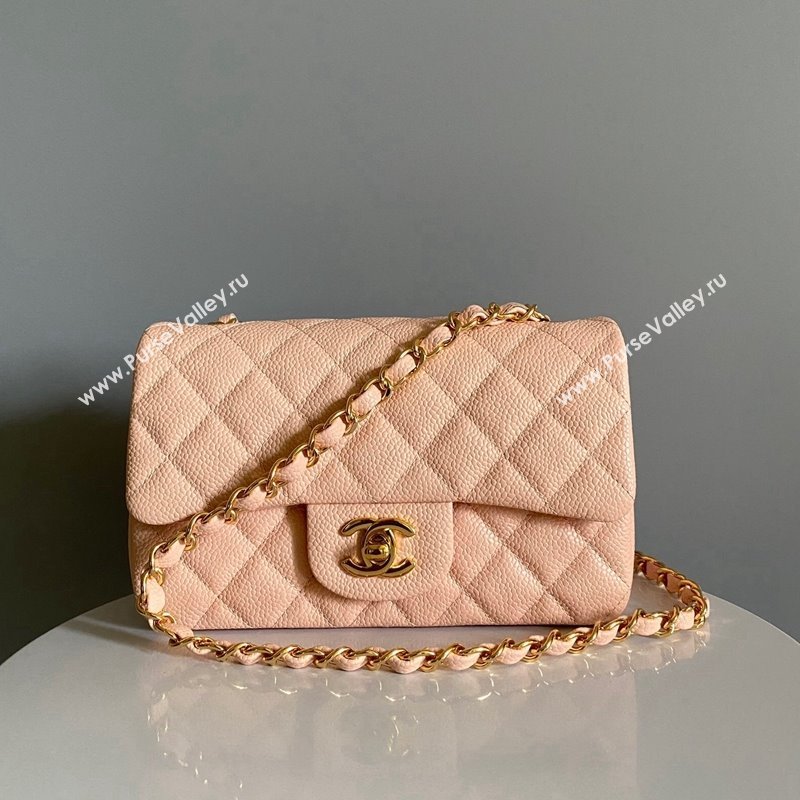 Chanel Grained Calfskin Classic Mini Flap Bag A01116 Nude/Gold 2024 0117 (YD-240117048)