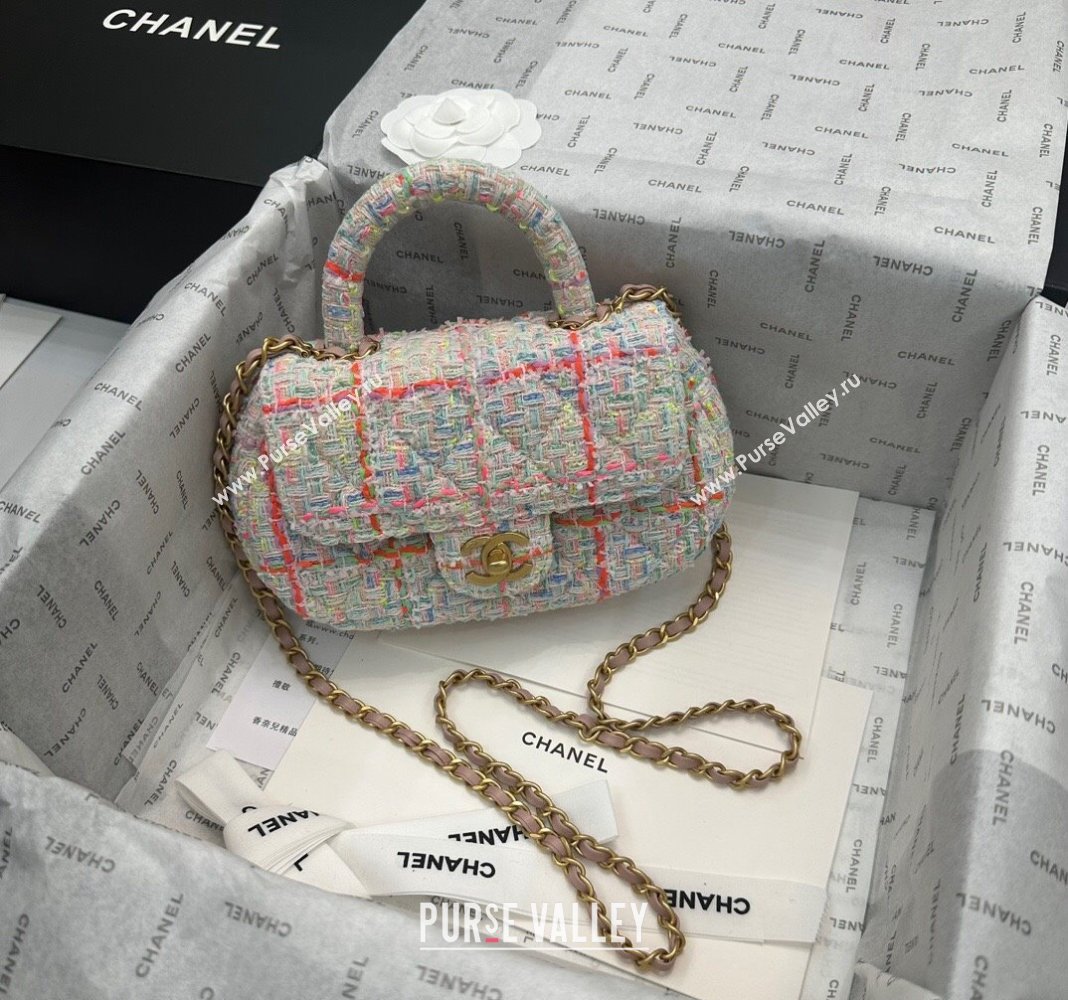 Chanel Tweed Small Bag with Top Handle AS4573 White/Multicolor 2024 (yezi-240116018)