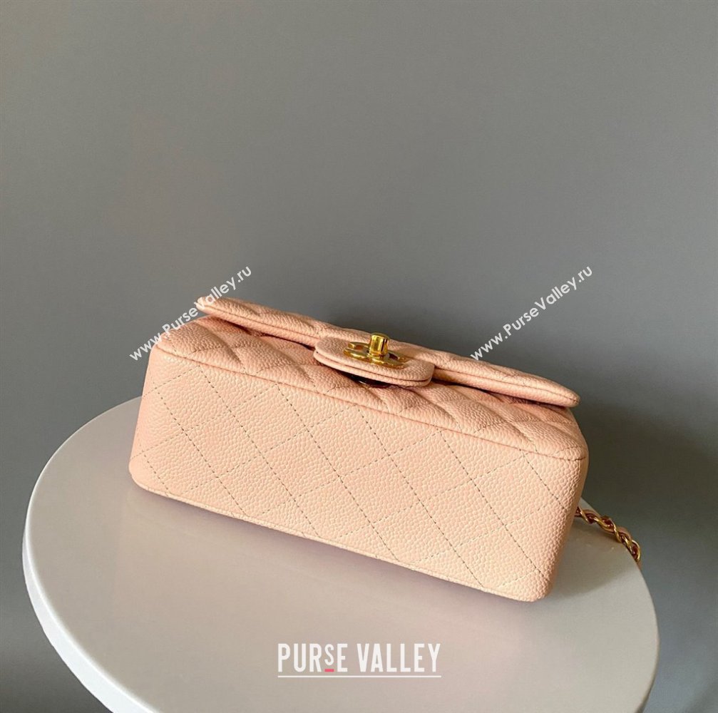 Chanel Grained Calfskin Classic Mini Flap Bag A01116 Nude/Gold 2024 0117 (YD-240117048)