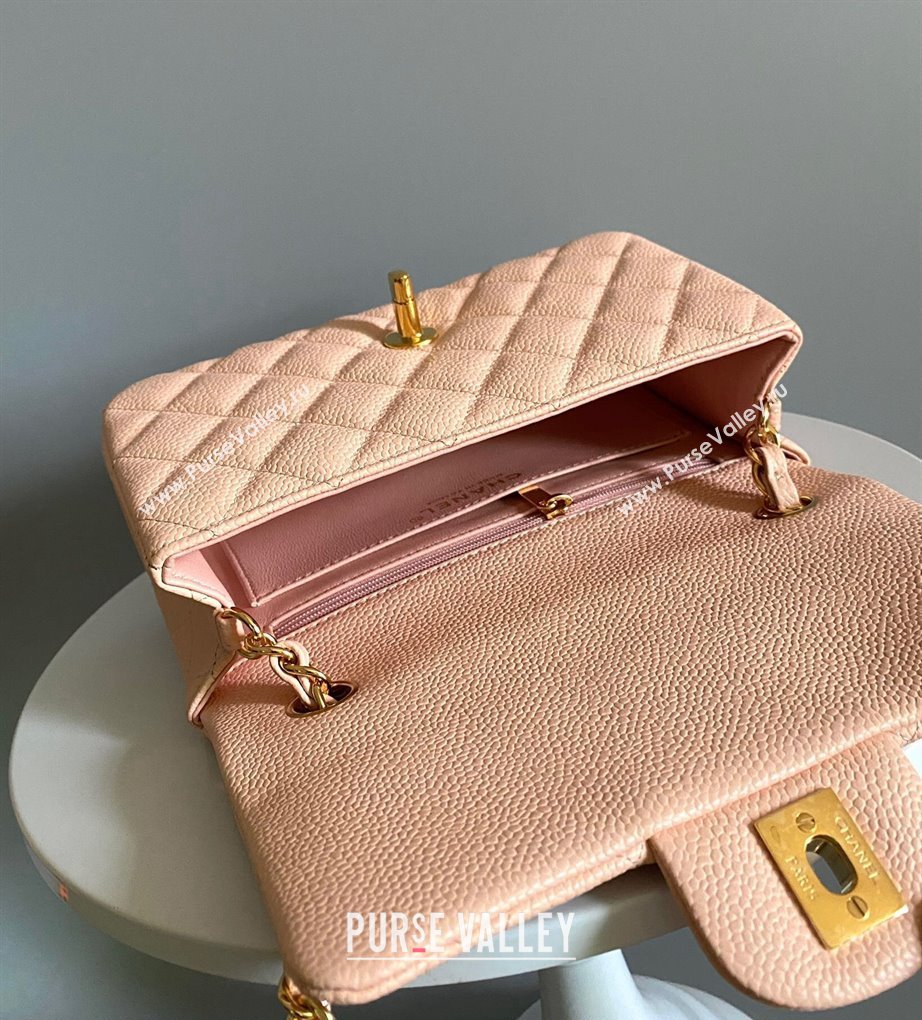 Chanel Grained Calfskin Classic Mini Flap Bag A01116 Nude/Gold 2024 0117 (YD-240117048)