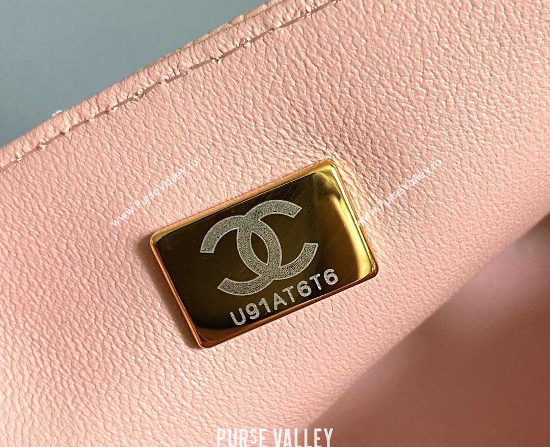 Chanel Grained Calfskin Classic Mini Flap Bag A01116 Nude/Gold 2024 0117 (YD-240117048)