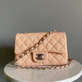 Chanel Grained Calfskin Classic Mini Flap Bag A01116 Nude/Silver 2024 0117 (YD-240117049)