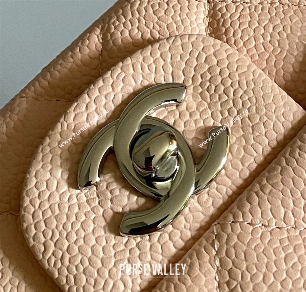 Chanel Grained Calfskin Classic Mini Flap Bag A01116 Nude/Silver 2024 0117 (YD-240117049)