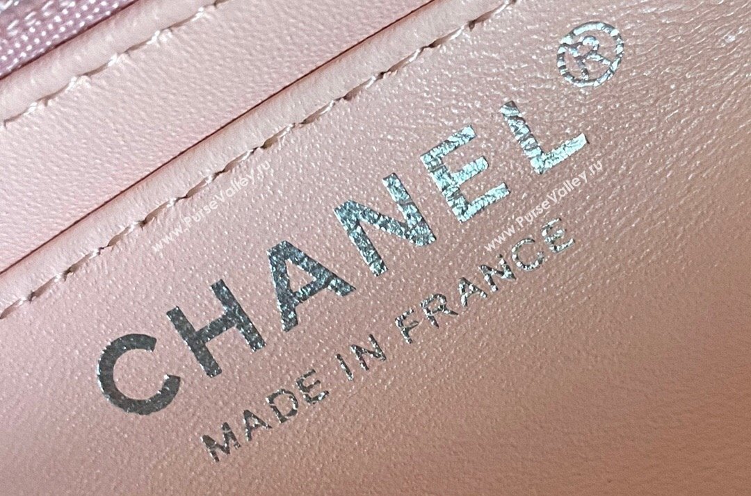 Chanel Grained Calfskin Classic Mini Flap Bag A01116 Nude/Silver 2024 0117 (YD-240117049)