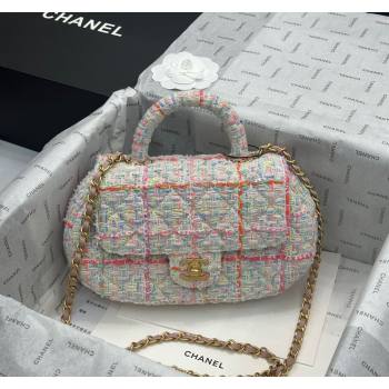 Chanel Tweed Bag with Top Handle AS4569 White/Multicolor 2024 (yezi-240116019)