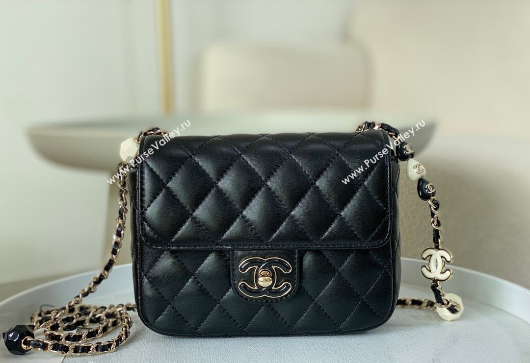 Chanel Lambskin Mini Flap Bag with Enamel Heart Charm AS3782 Black 2023 TOP (SM-240117050)