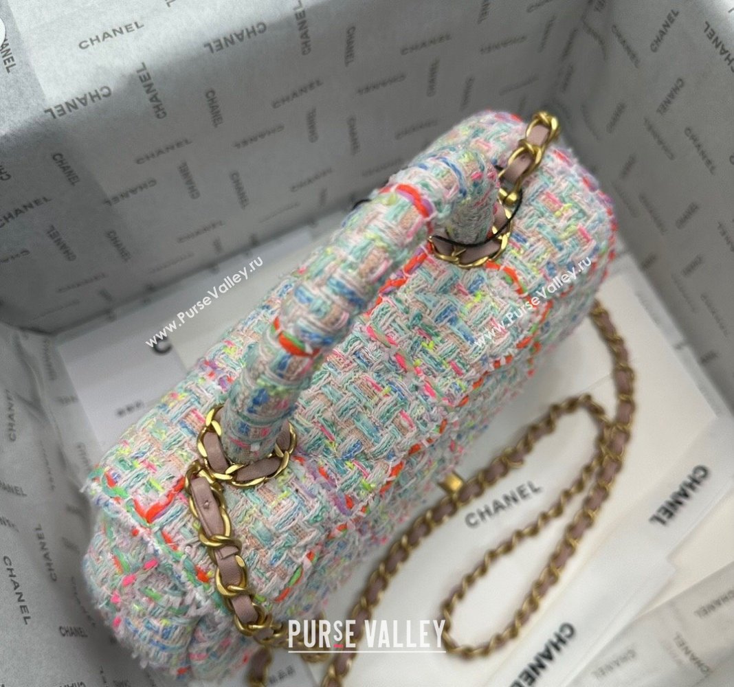 Chanel Tweed Bag with Top Handle AS4569 White/Multicolor 2024 (yezi-240116019)