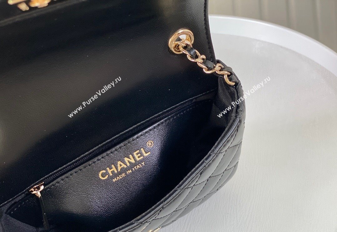 Chanel Lambskin Mini Flap Bag with Enamel Heart Charm AS3782 Black 2023 TOP (SM-240117050)