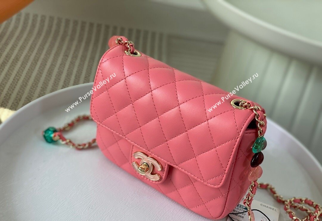 Chanel Lambskin Mini Flap Bag with Enamel Heart Charm AS3782 Pink 2023 TOP (SM-240117051)