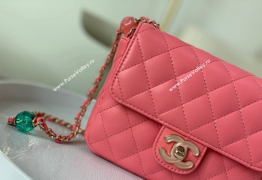 Chanel Lambskin Mini Flap Bag with Enamel Heart Charm AS3782 Pink 2023 TOP (SM-240117051)