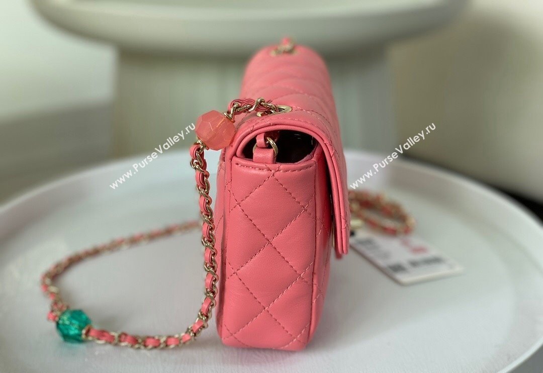 Chanel Lambskin Mini Flap Bag with Enamel Heart Charm AS3782 Pink 2023 TOP (SM-240117051)