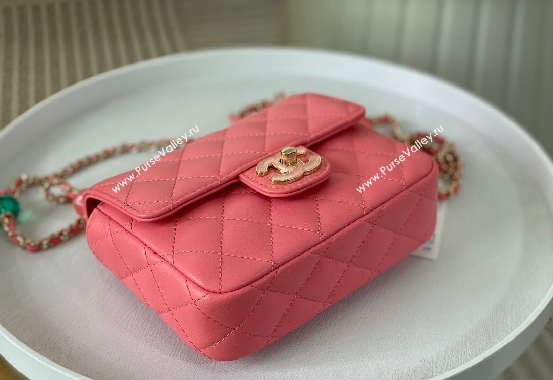 Chanel Lambskin Mini Flap Bag with Enamel Heart Charm AS3782 Pink 2023 TOP (SM-240117051)