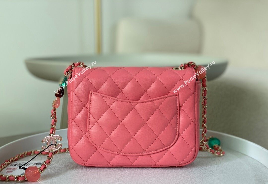 Chanel Lambskin Mini Flap Bag with Enamel Heart Charm AS3782 Pink 2023 TOP (SM-240117051)