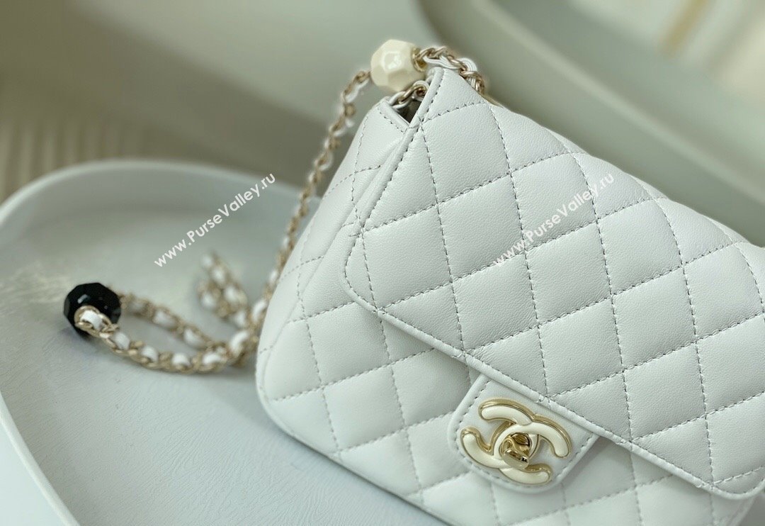 Chanel Lambskin Mini Flap Bag with Enamel Heart Charm AS3782 White 2023 TOP (SM-240117052)